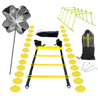 Kit d'entraînement à la vitesse et à l'agilité, comprenant 1 parapluie de résistance, 1 échelle d'agilité, 5 obstacles réglables, 24 cônes de signalisation, 4 piquets de sol 1