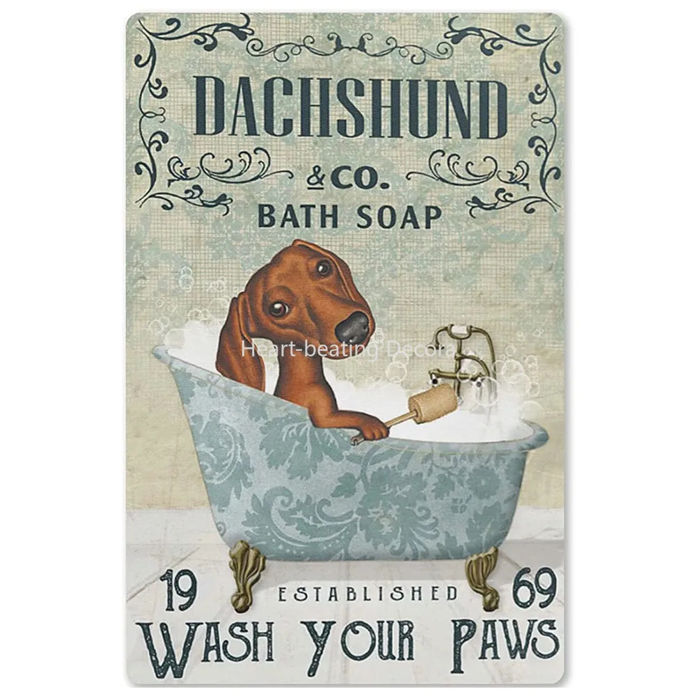 New Vintage Metal Tin Sign Funny Dachshund Bathroom Decor Plaque Metal Poster for Bar Man Cave Home Bathroom Wall Decor Art exquisite vintage decoration poster tarot wall decor tin signs iron painting metal plaque man cave bar home office decor gift