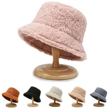 

2022 Lamb Wool Bucket Hat for Women Men Solid Harajuku Teddy Fishing Fisherman Hat Autumn Winter Unisex Outdoor Warm Panama Cap