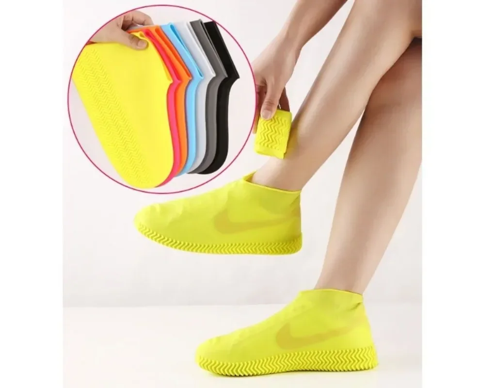 1 Pair Waterproof Shoe Covers Non-Slip Silicone Rain Boots High Elastic Wear-Resistant Unisex Sneakers Protector Outdoor