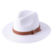  56-58-59-60CM New Natural Panama Soft Shaped Straw Hat Summer Women/Men Wide Brim Beach Sun Cap UV Protection Fedora Hat 