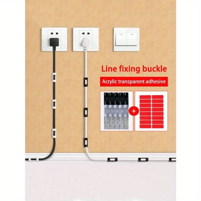 접착식 베이스가 있는 케이블 클립 20개, 와이어 홀더, 가정 및 사무실용 케이블 관리 시스템