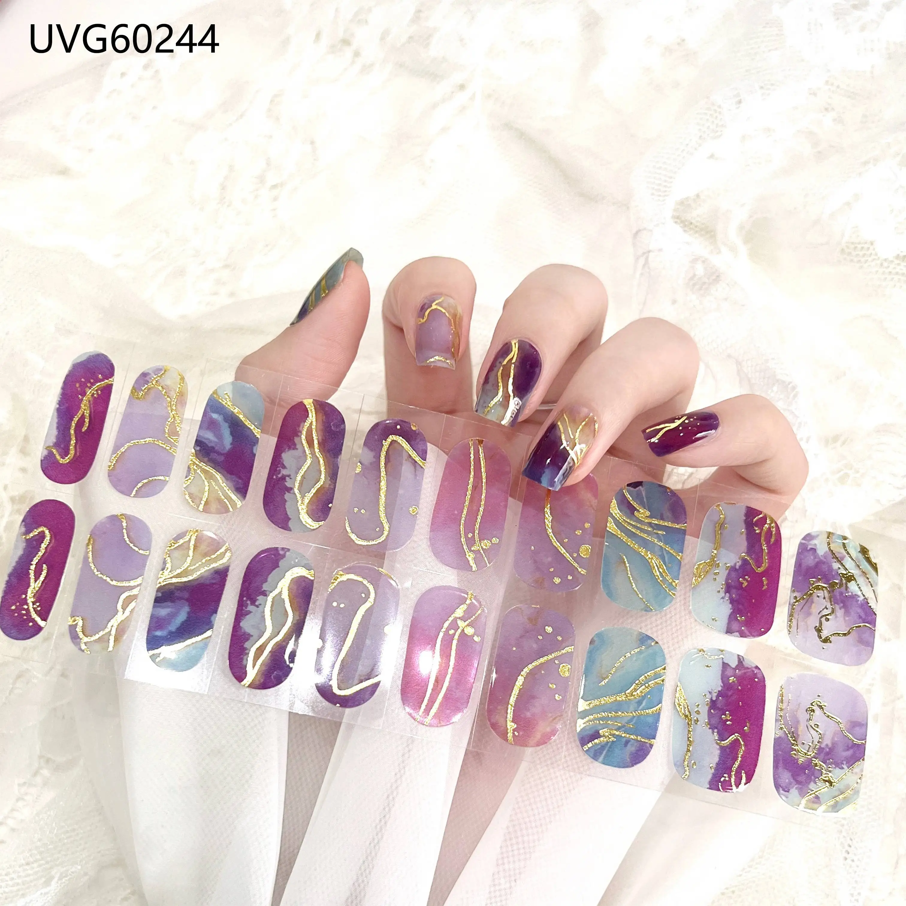 Premium Semi-Cured Nail Wraps Set - Waterproof, Long-Lasting Gel Nail Stickers