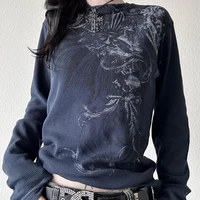 T-shirt manches longues pour femmes, Y2k, fée Grunge, Vintage, imprimé graphique, hauts pour adolescentes, vêtements esthétiques Grunge, Streetwear 1