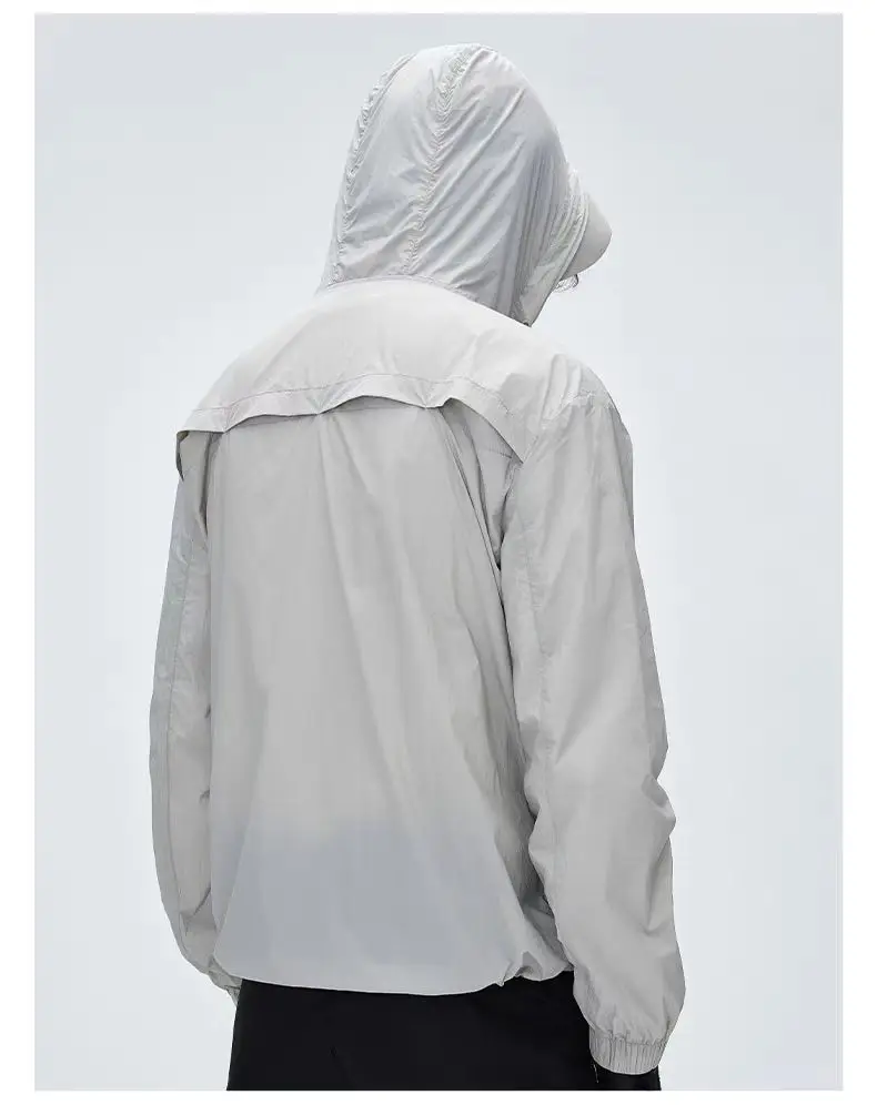 C  Outdoor sunscreen jacket lightweight nylon material back ventilation multipocket techwear aesthetic gorpcore