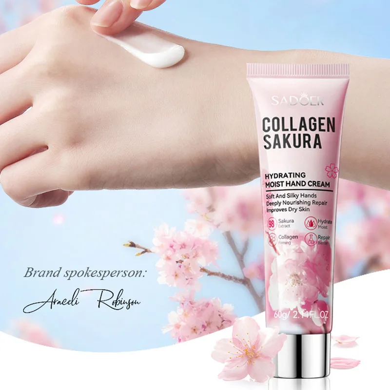 SADOER Sakura Collagen Hand Cream Hands Moisturizing Nourishing Brightening Hydrating Hands Creams Hand Skin Care Products