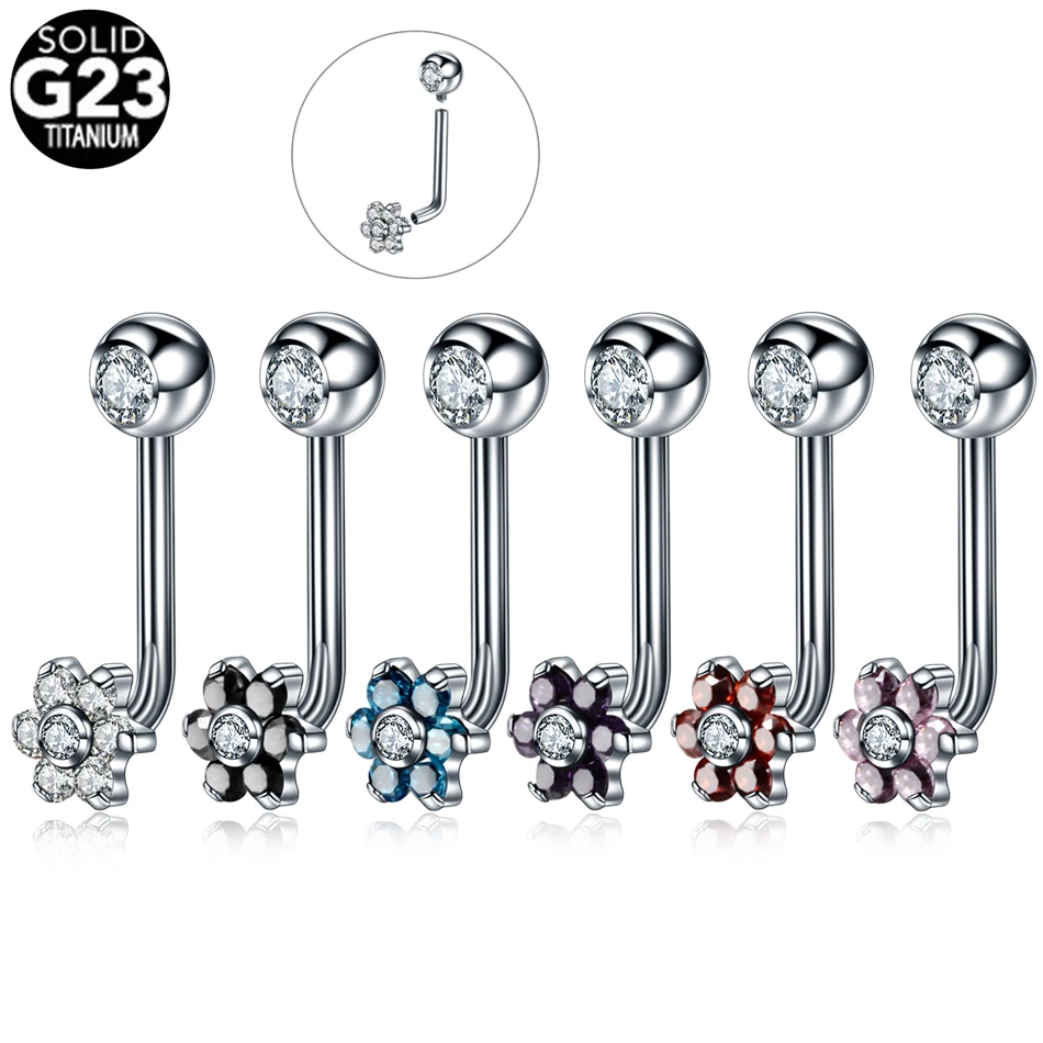 Titanium Christina Vertical Hood Piercings Flower Lip Rings Opal Sexy Vagina Genital Piercing VCH Eyebrow Piercings Jewelry 1PC piercing jewelry body piercing earrings ear piercing jewelry body piercing jewelry body jewelry