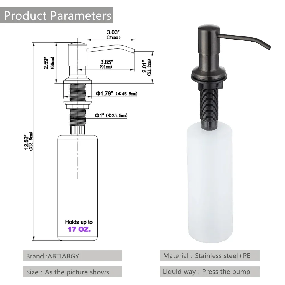 500ml Liquid Soap Dispenser Kitchen Sink Counter Lotion Soap Dispensers Manually Press Bathroom Accessories Gunmetal Red Bronze 2