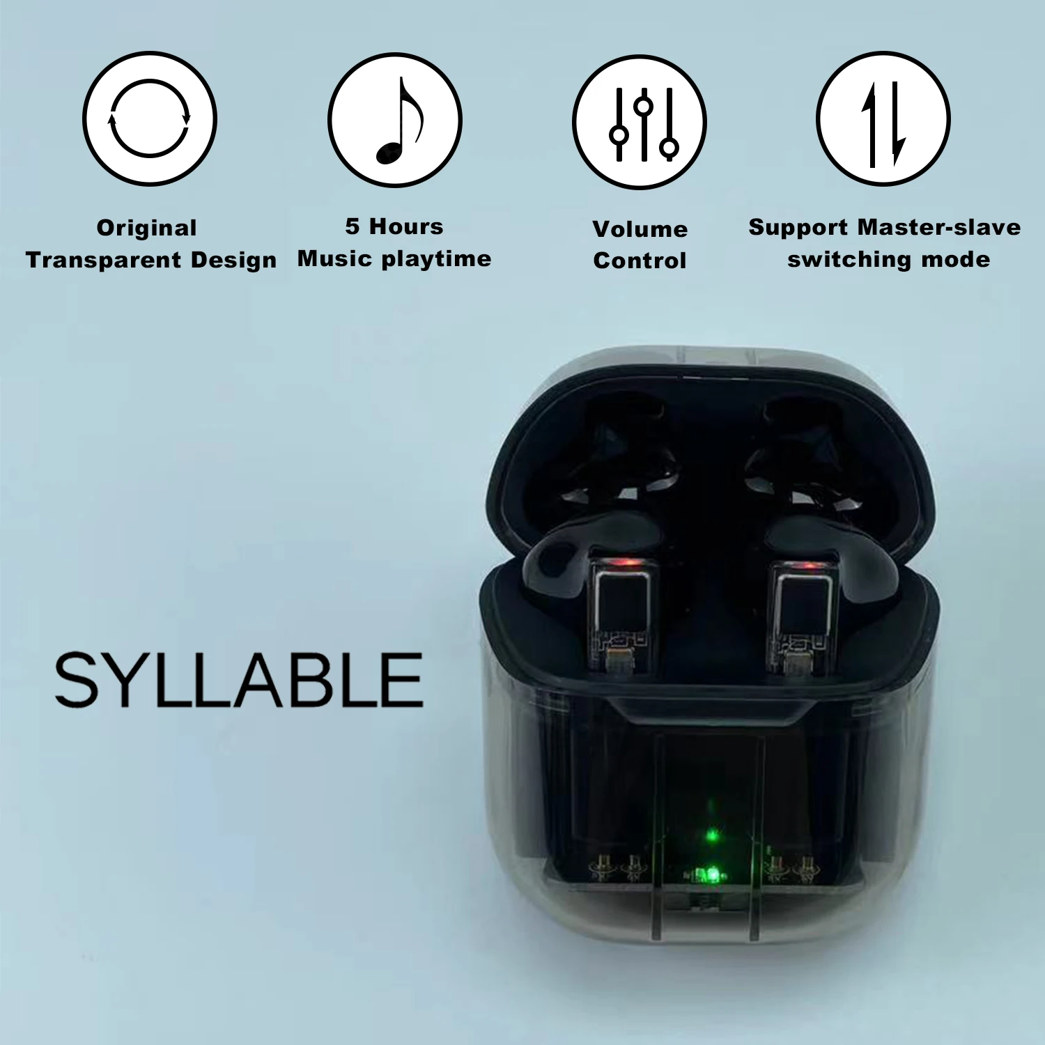 

Original SYLLABLE YX06 TWS Earphones 5 hours True Wireless Stereo Earbuds SYLLABLE Headset transparent design sport Earphones