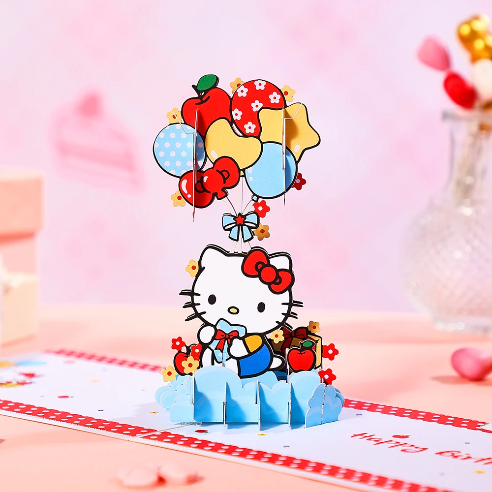 Sanrio Happy Birthday Card Melody Kuromi Hello Kitty POCHACCO 3D Pop Up Greeting Card 3D Cards Birthday Cards for Kid Girlfriend