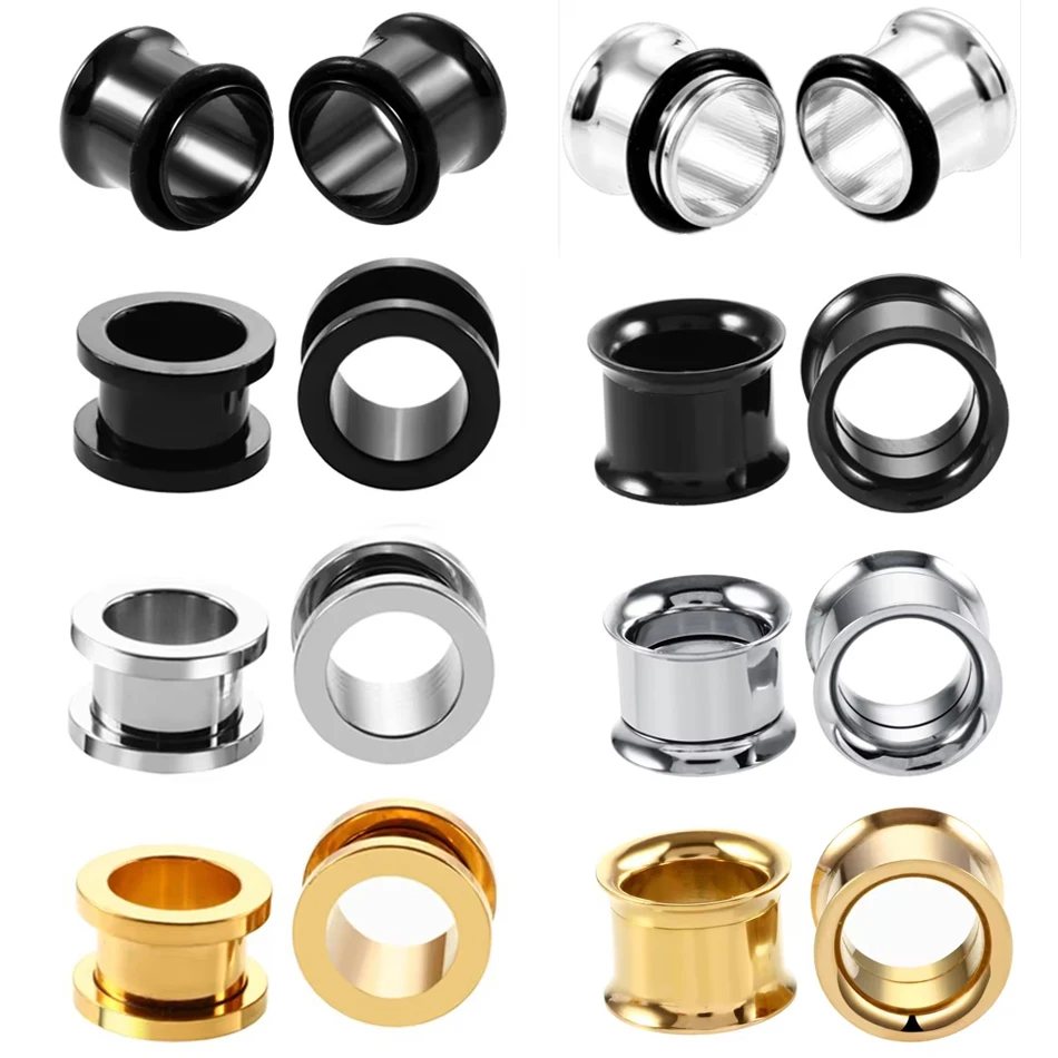 Stainless Steel Ear Plugs Tunnels Earring Gauges Piercing Tunnels Ear Expander Stretcher Body Jewelry 1Pair 2-30mm piercing jewelry body piercing earrings ear piercing jewelry metal jewelry body piercing jewelry body jewelry