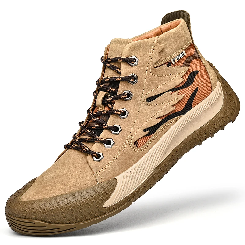 

Pigskin Leather Hiking Shoes Man Mountain Climbing Boots Non-slip Outdoor Wear-resistant Forest Hunting Shoes Tourism Camping