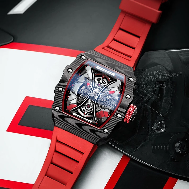FEICE Men Skeleton Automatic Mechanical Watch Double-Sided Sport Luxury Brand Men's Watch Waterproof  Automatic Watch FM602