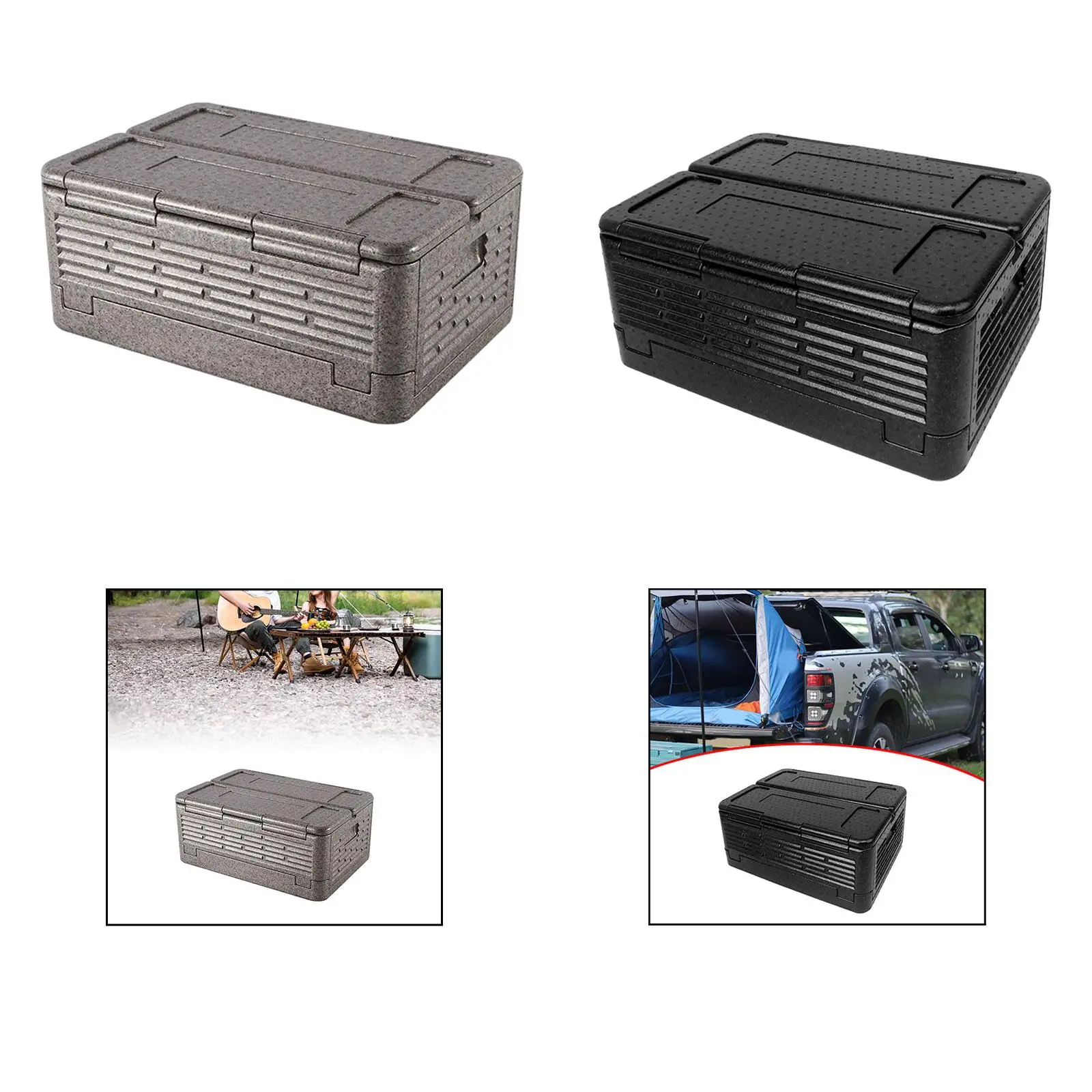 Insulated Food Cooler Box 60L Large Folding Iceless Cooler Foam Chest Reusable Food Warmer Waterproof for Parties Delivery