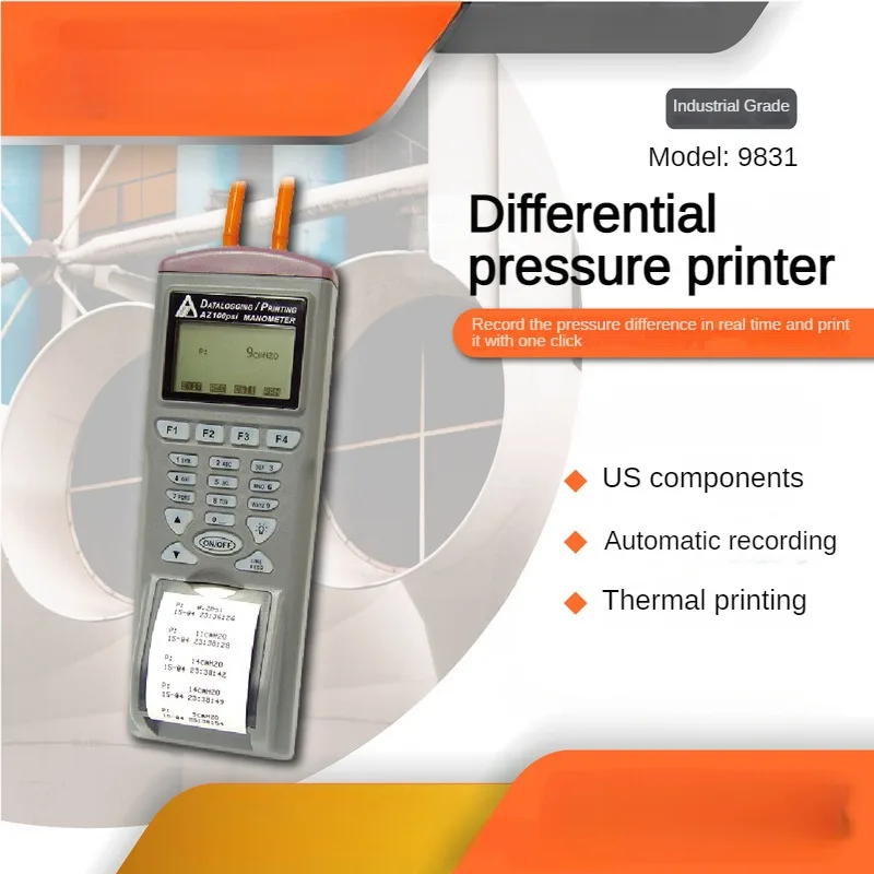 Az9631/Az9831 Manometro Differenziale Elettrico Ad Alta Precisione Manometro Digitale Micro Manometro Stampabile