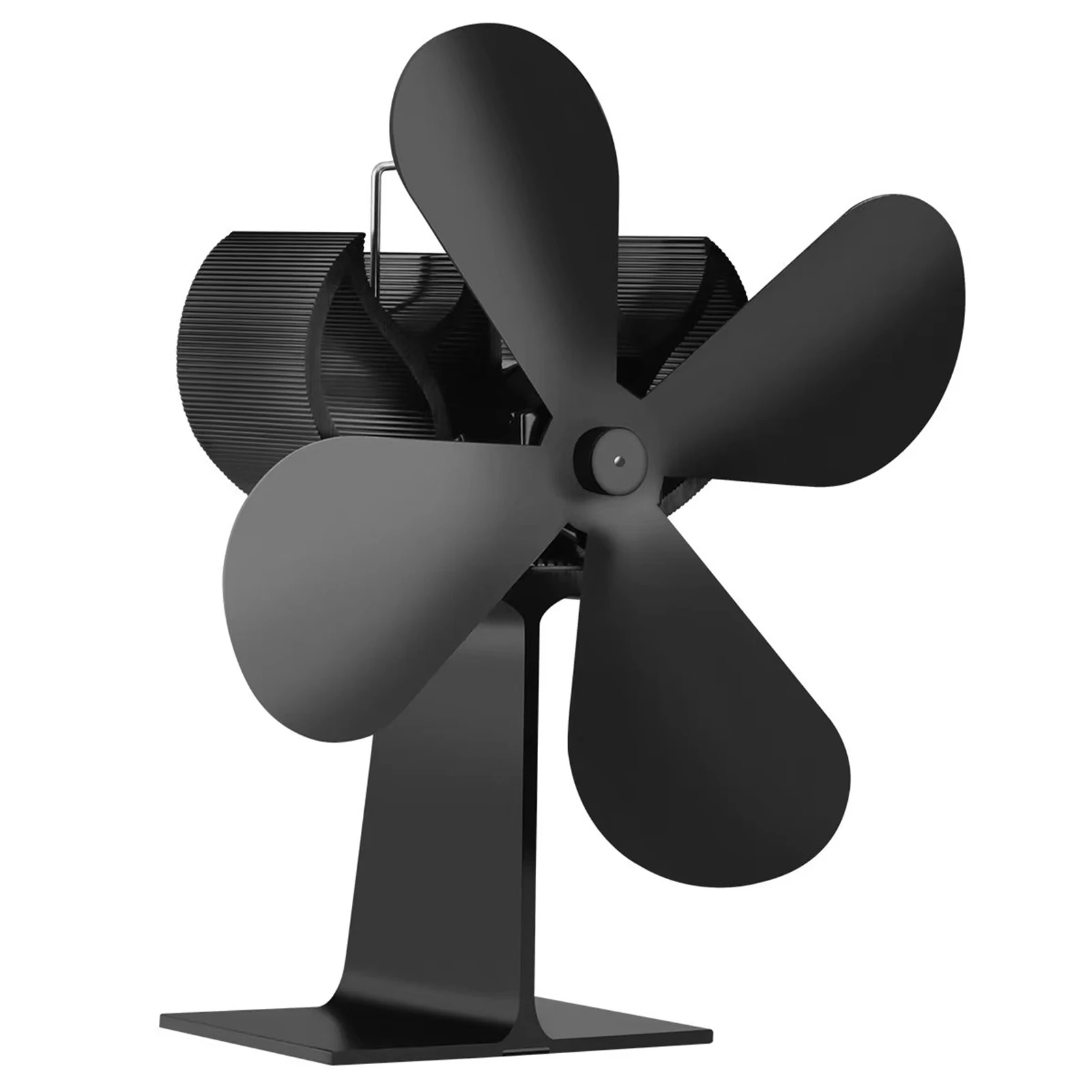 Fireplace Fan Heat Powered Stove Fan Black 4 Blades Quiet Fireplace Efficient Heat Distribution Stove
