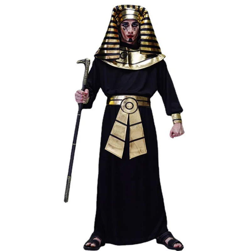 

Black Man Halloween Pharaoh Of Egypt Robe Costumes Egyptian Traditional King Cosplay Carnival Purim Parade Role Play Party Dress