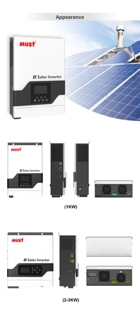 MUST PV1800 VPM 3KW 24V MPPT 60A Home Hybrid Solar Inverter MAX PV 145V OFF  Grid Pure Sine Wave Solar System WIFI Monitor