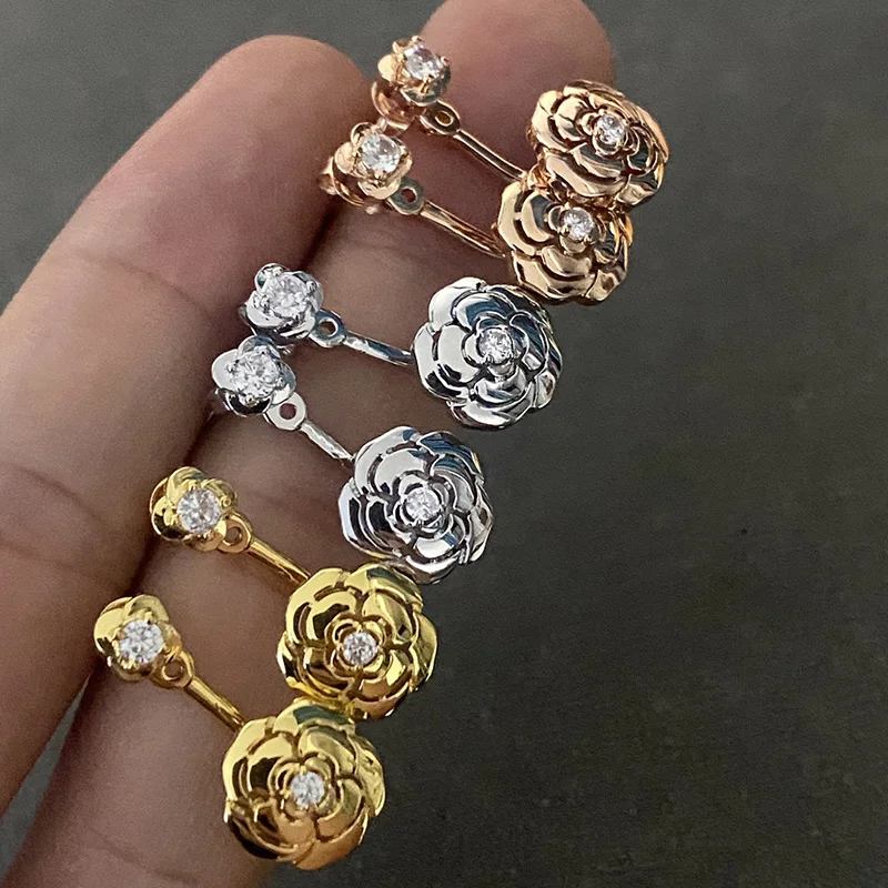 

Модные Классические Подвесные серьги из серебра 925 пробы в виде горной камелии для женщин, очаровательные ювелирные изделия, высококачественные аксессуары