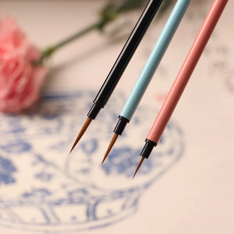 Paint Brushes 3pcs set nylon durable steel rod nail art hook pen stroke watercolor gouache oil painting acrylic nail art brush