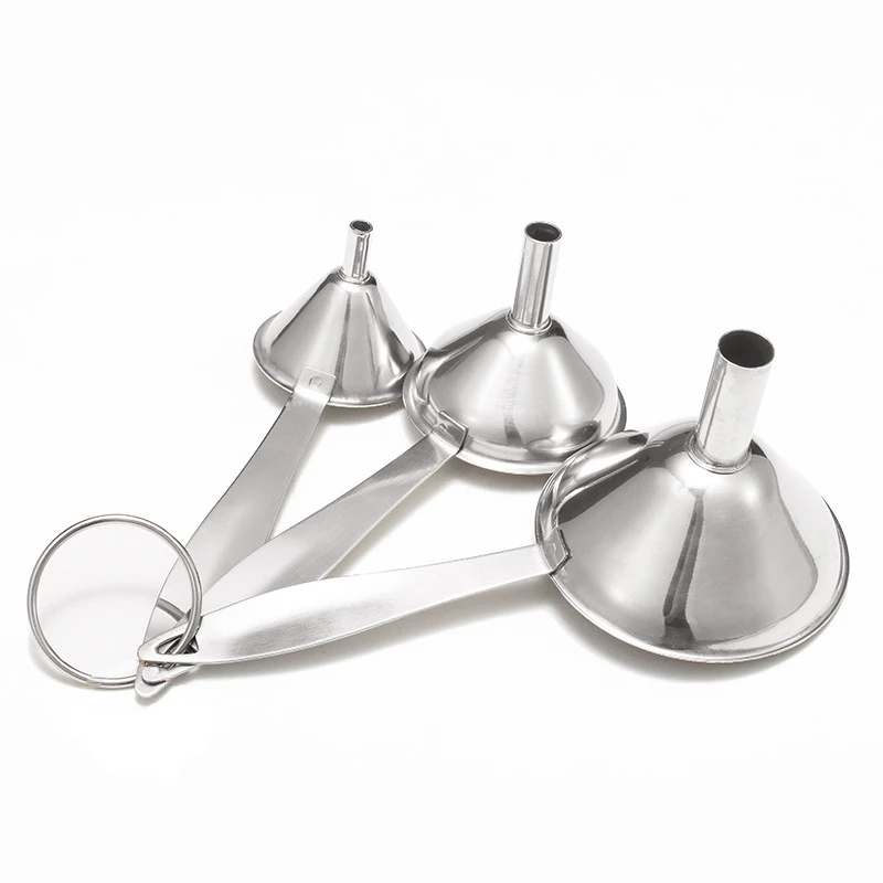 Stainless Steel Funnel Kitchen Funnel 3 Pcs/Set Stainless Steel Mini Funnels Oil Vinegar Spice Essential Oil Filling Multipurpose Bar Kitchen Supplies