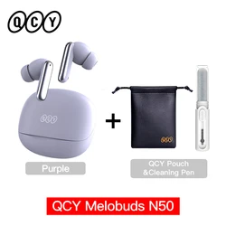 QCY Melobuds Premium ANC Wireless Earbuds with Enhanced Noise Cancellation and Crystal - Clear Calls (Purple with PouchPen)