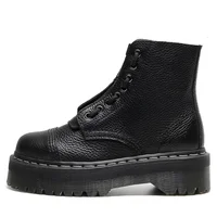 Bottes à plateforme en cuir véritable pour femmes, grande taille 35-45, bottines noires, chaussures Punk, bottes de moto à semelle épaisse 2