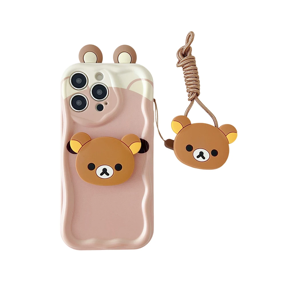 Rilakkuma Wave Design Phone Case with Holder Rope