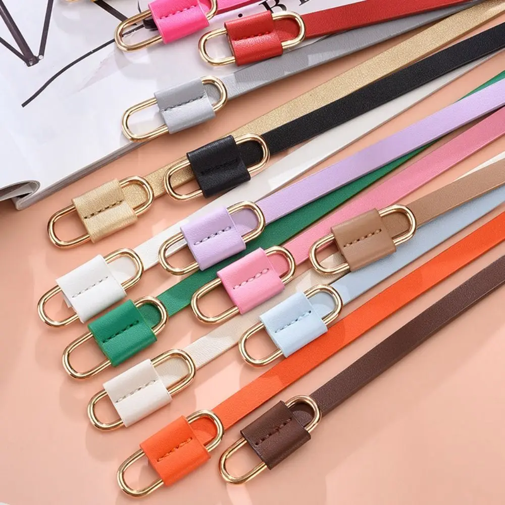 

Slim Side PU Leather Belt Elegant Simple Korean Style Dress Decoration Trouser Decor All-match Thin Waist Belt Students