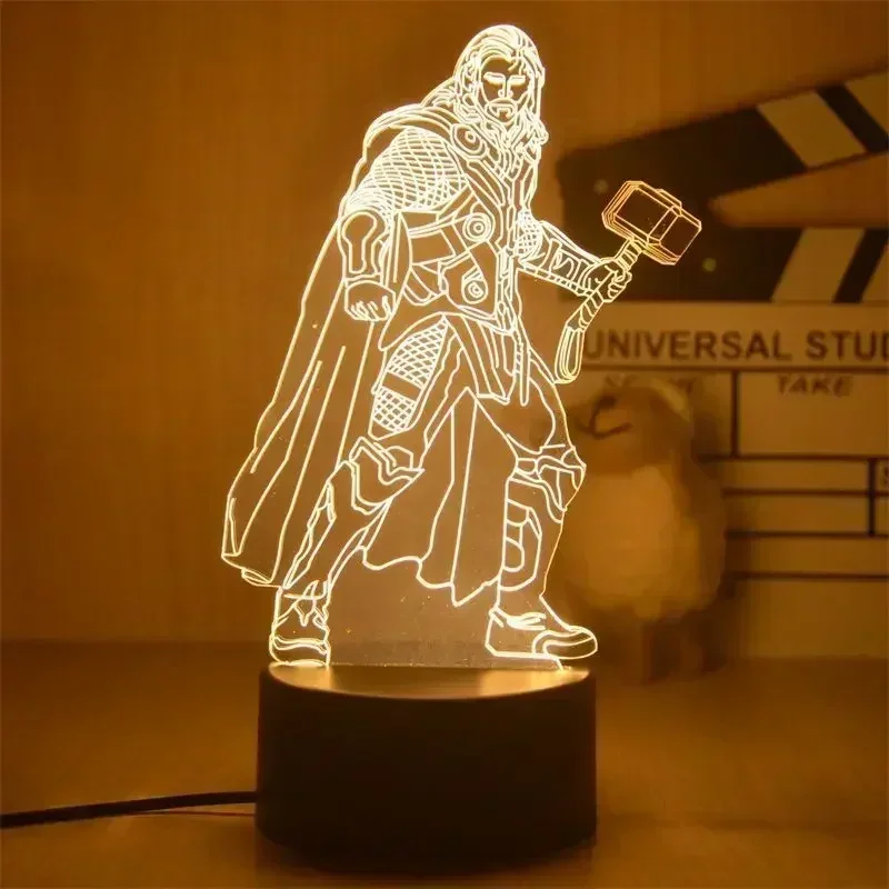 Lámpara de luces LED 3D con forma de anime, Iron Man, Spiderman, figuras de acción de Disney, lámpara de dormitorio para niños, juguetes LED, modelo de decoración, regalo para niños