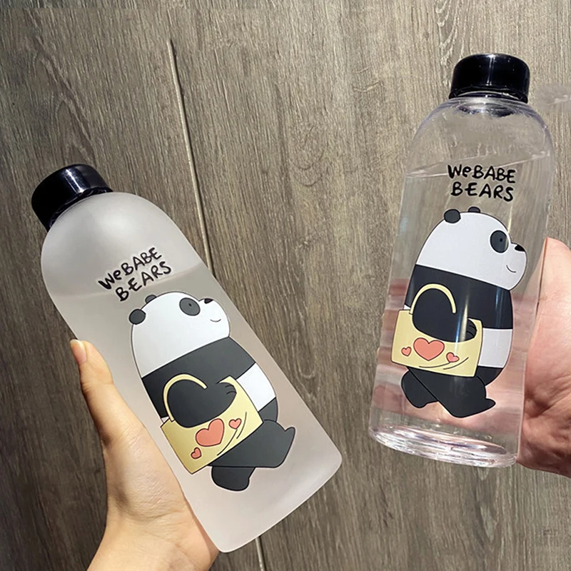 1000ml Water Bottle Panda Cup Transparent Drinkware Leak-proof kitchen items milk water bottle | Дом и сад