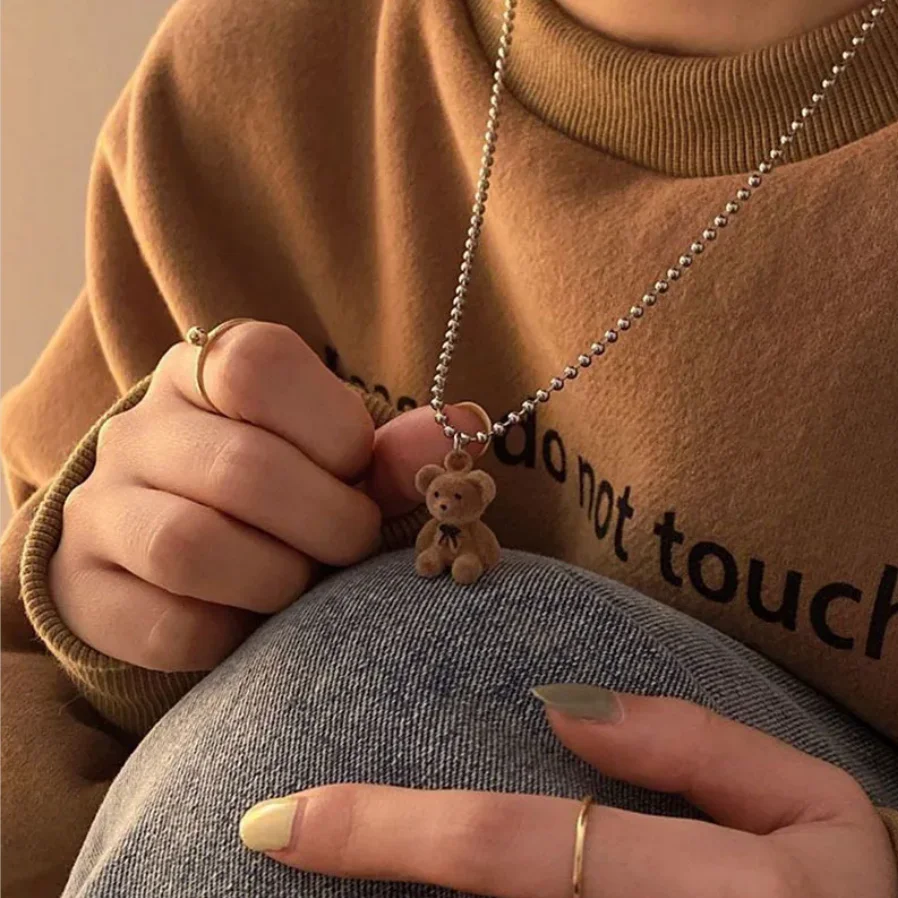 Aihua Kreative Nette Bär Anhänger Halskette Für Frauen Mädchen Koreanische Mode Bär Lange Pullover Hals Kette Halskette Punk Partei Schmuck