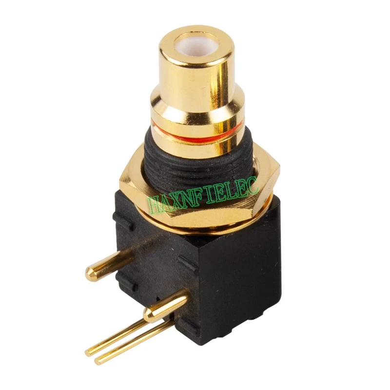 Copper Gold Plated RCA Terminal Female Jack PCB Socket Connector Right Angle for DAC Decoder Digital Coaxial Input/Output 2PCS