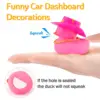 Car Cowboy Rubber Ducks, Dashboard Decorations Pink Duck for Car Ornament Accessories with Hat Heart Glasses Chain, Pink 4
