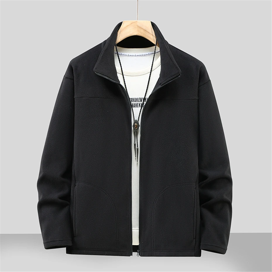 13XL Plus Size Polar Fleece Jacket Men Autumn Winter Warm Fleece Jacket Patchwork Coat Male Fashion Casual Outerwear Big Size 3