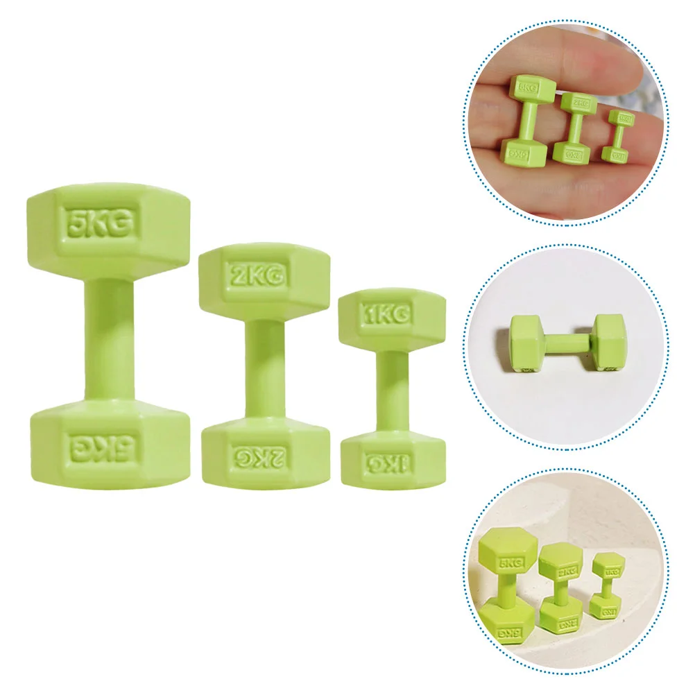 

3pcs Miniature Dumbbell Dollhouse Dumbbell Dolls Dumbbell Sports Dumbbell