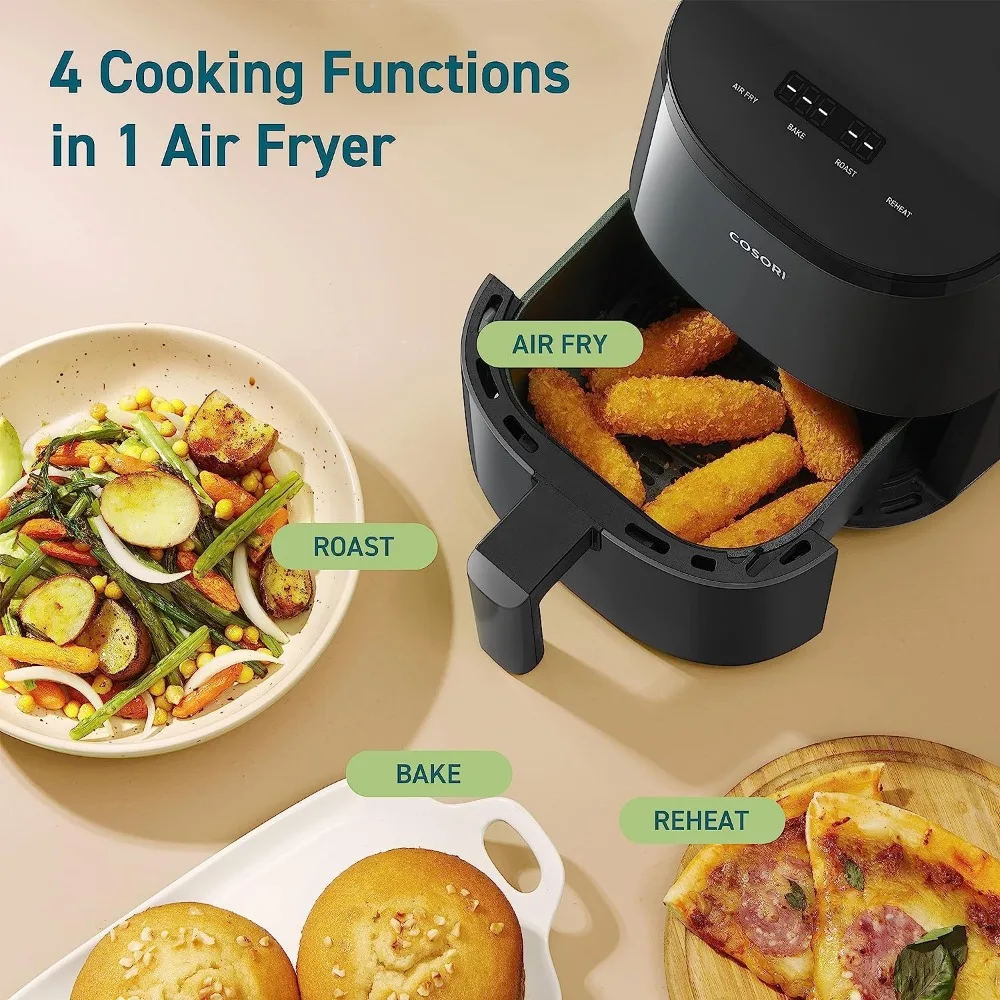 Mini Air Fryer 2.1 Qt, 4-in-1 Small Airfryer, Roast, Reheat, Low-noise, Nonstick and Dishwasher Safe Basket, 30 In-App Recipes 2