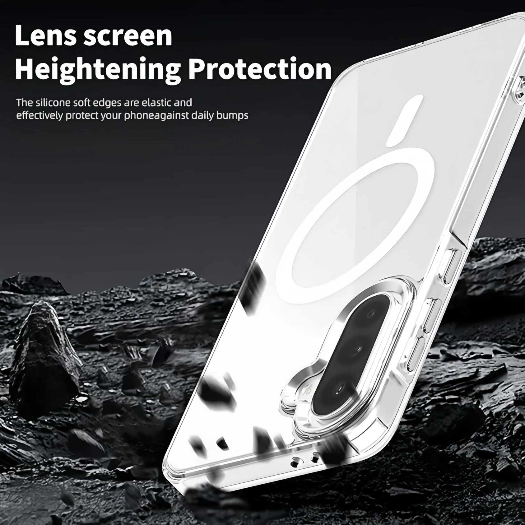 Clear Transparent TPU Phone Case with Magnetic Shockproof Protection