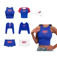 Haiti Flag Customized Mommy & Daughter Product Combo Set Headbands Crop Sweatshirt Baby Tee Tank Tops Hot Shorts Family Outfits