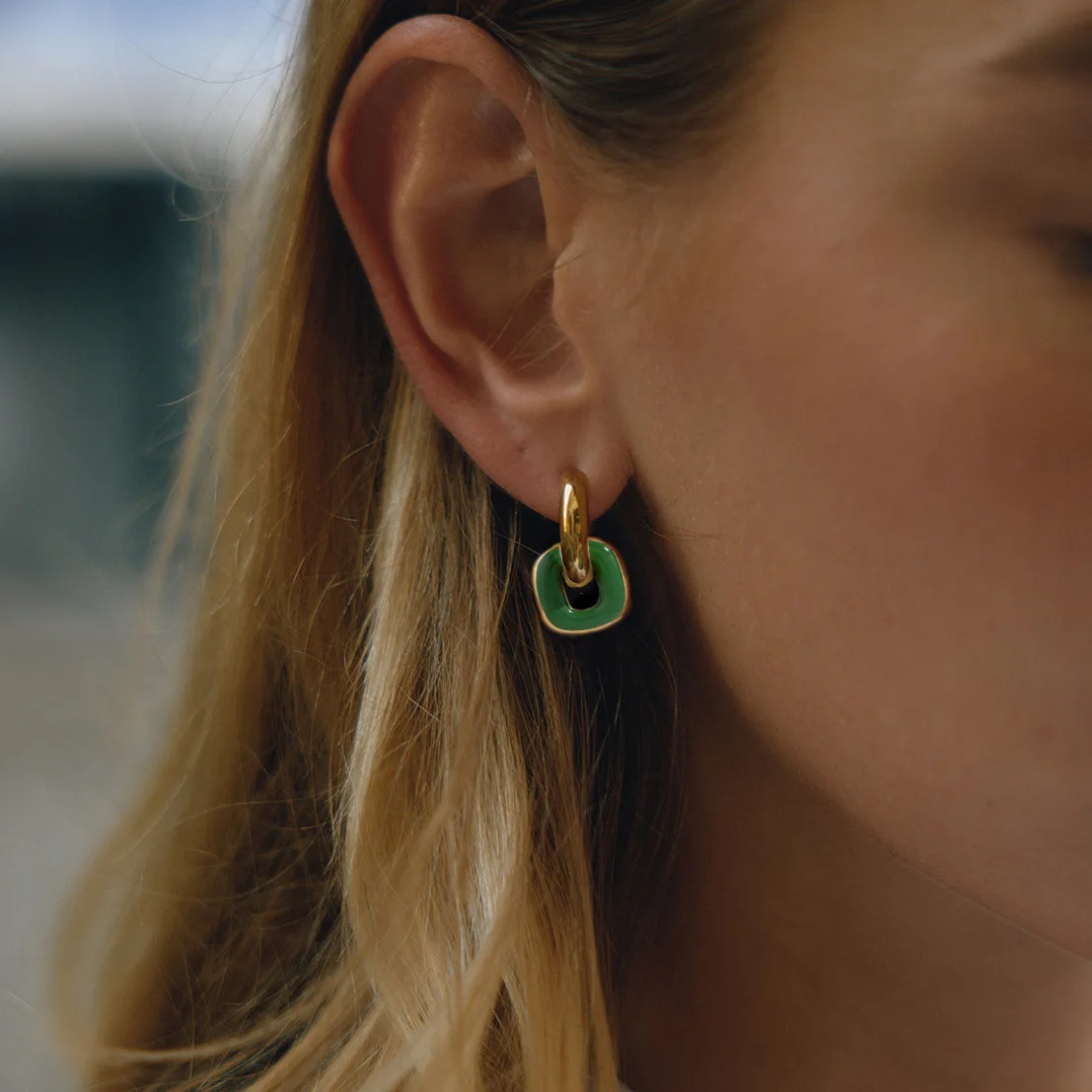 Classic 18K Gold Plated Double Chunky Circle Hoop Earrings Multicolored Enamel Stainless Steel Non Tarnish Earring Punk Jewelry