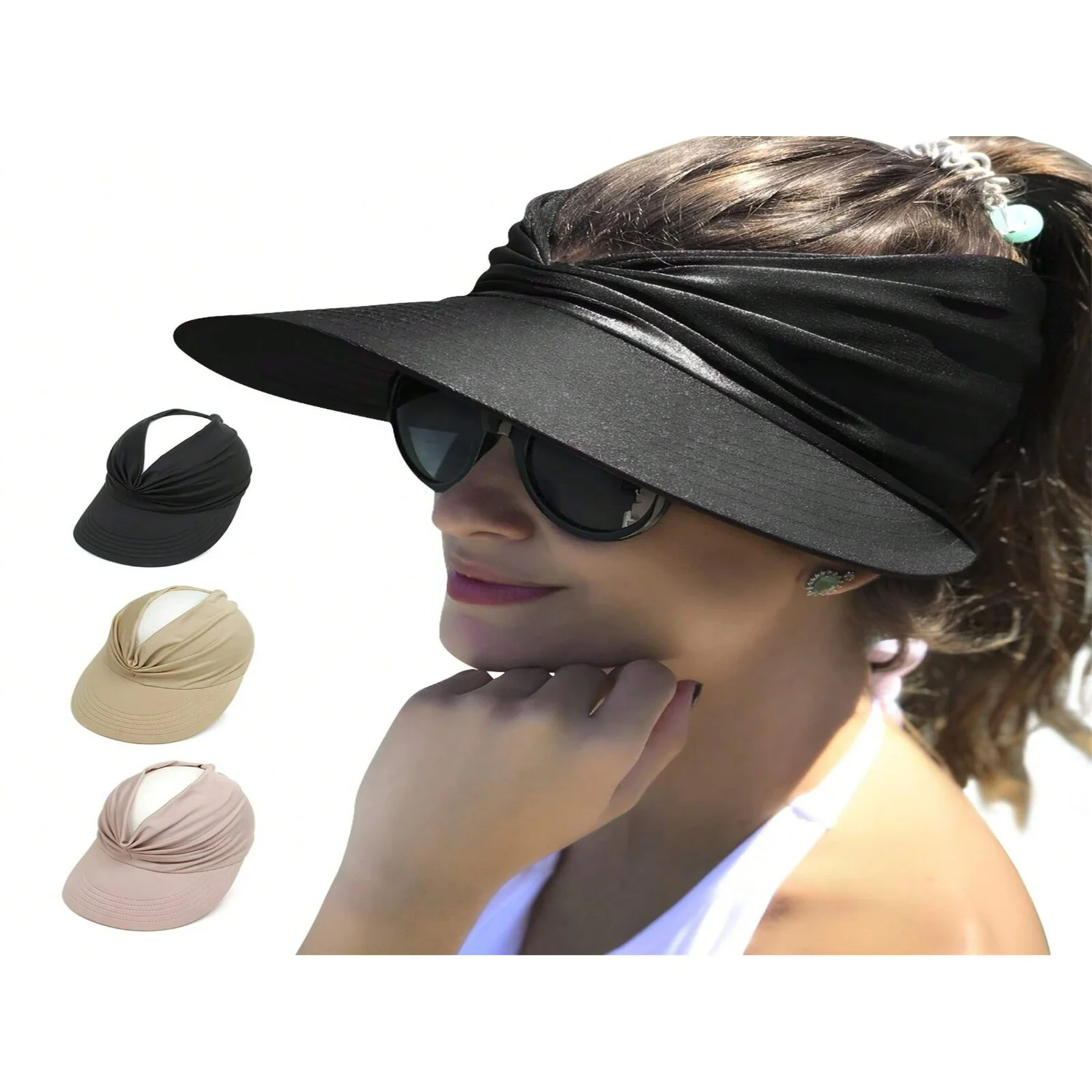 [ "Packable Wide Brim Women's Summer Beach Sun Visor Hat UV Protection Sport", "Stylish Women's Wide Brim Sun Visor Hat fo