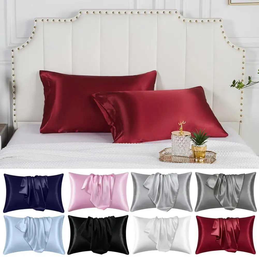 2PcsAntifrizzSatinPillowcaseHairSkinSatinPillowcaseSoftSatin