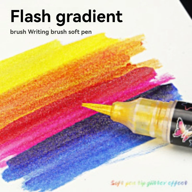 Metallic Brush Marker Pens, Glitter Dual Metallic Highlighter_voghion.com