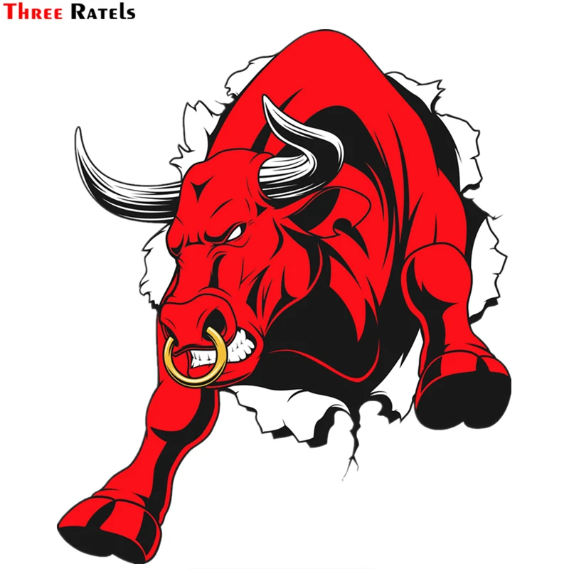 Three Ratels TZ-1295 17.7*15cm 1-2PCS Red Of Bull Car Sticker Stickers Jdm