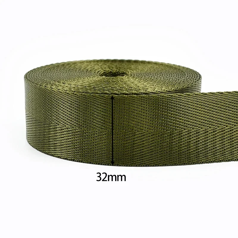Durable Army Green Nylon Webbing Strap for DIY Projects and Accessories