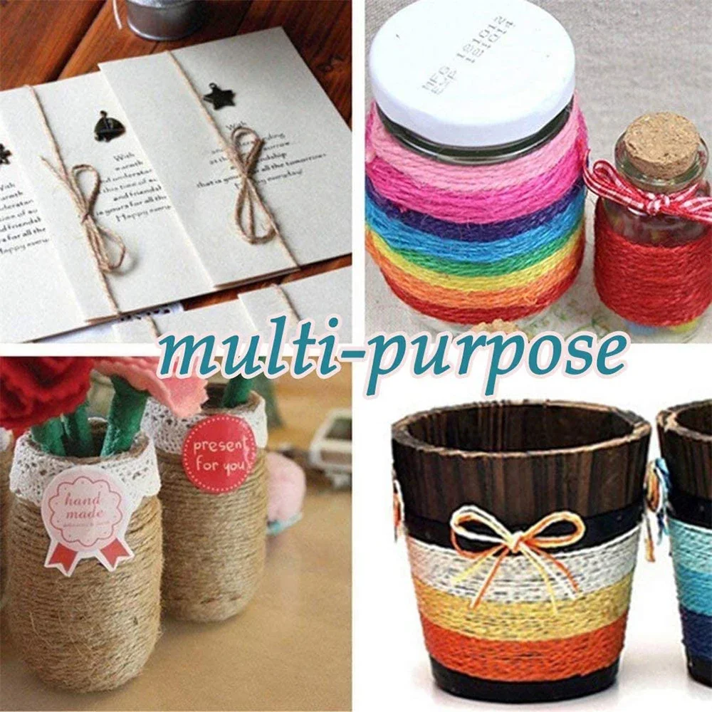 100M Jute Rope Colorful Natural Burlap Hessian Cord For Artworks DIY Craft Picture Display Gift Wrap jute rope