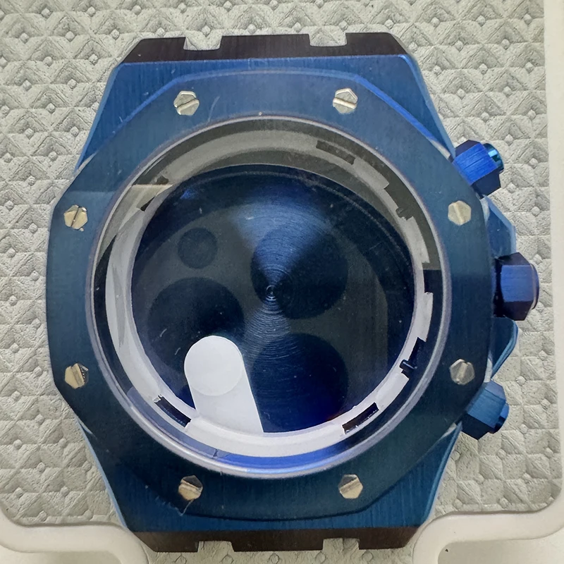 VK63 Gehäuse 41 mm hochwertiges 316L Edelstahl PVD blaues Saphirglas Uhrengehäuse passend für VK63 Quarzwerk Uhrenzubehör – Detail 9