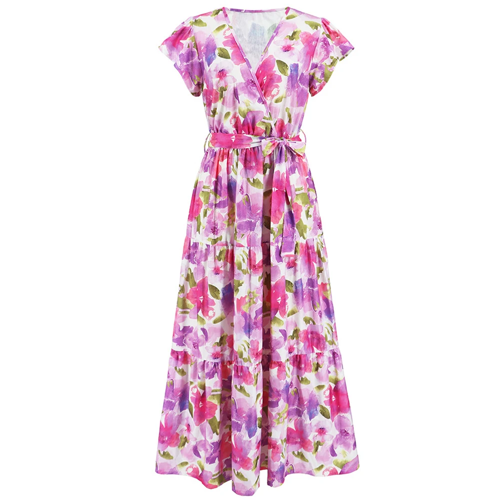 

Long Dress Womens Dress Summer Dress V Neck Bohemia Bohemia Dress Casual Daily Floral Printed Long Beach Dress