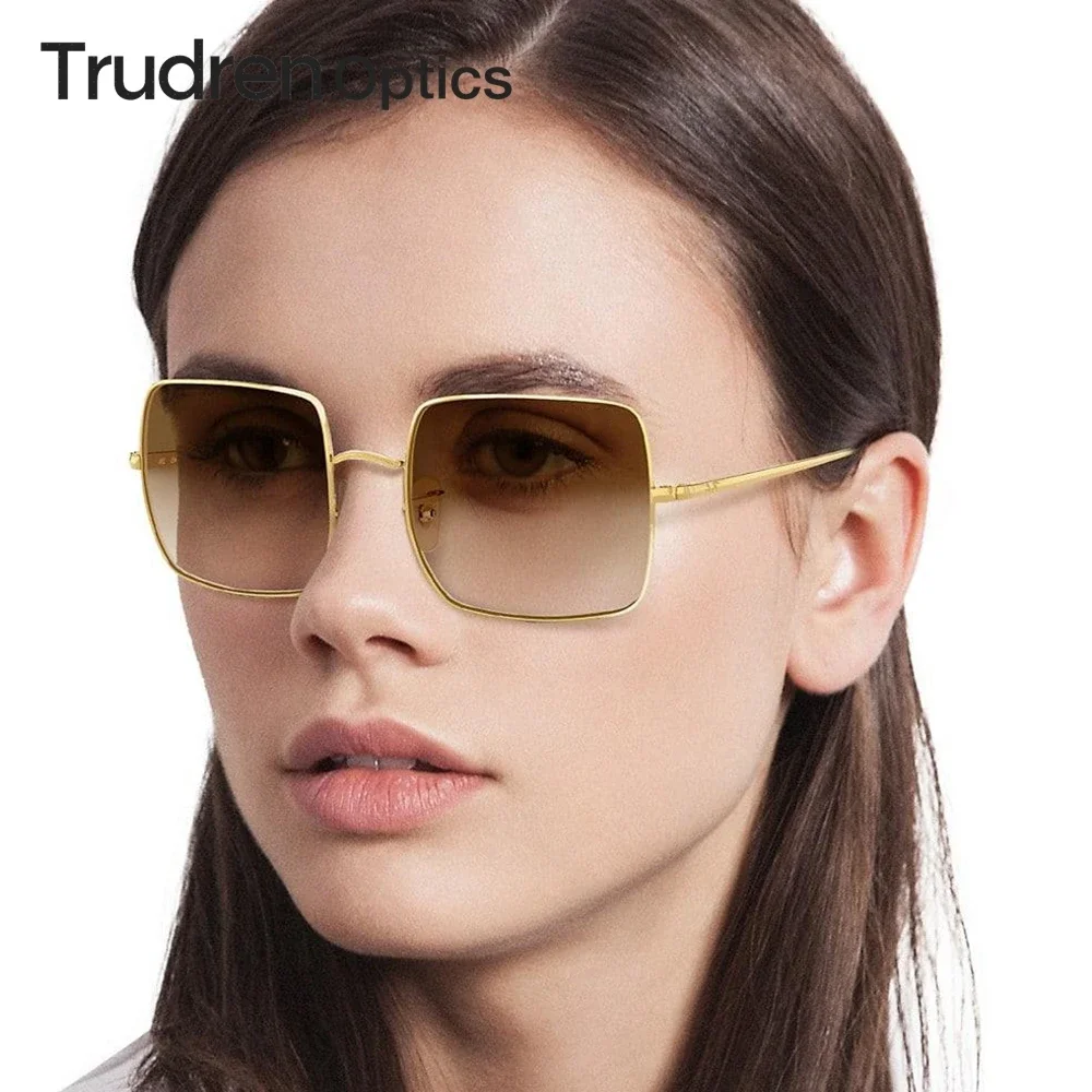 

Trudren Unisex Classic Square Metal Polarized Sunglasses for Men RB Designer Single Bridge Coin Edge Sun Glasses Womens 1971