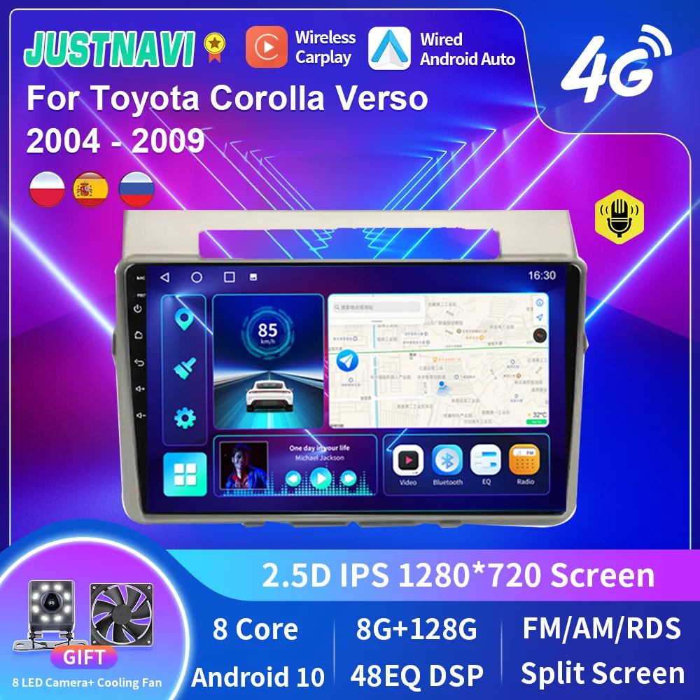 Justnavi 9" For Toyota Corolla Verso 20042009 Car Radio Audio